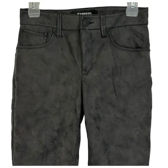 2/$30 Express Faux Leather Suede Skinny Pants Charcoal Size 0 - Picture 4 of 11